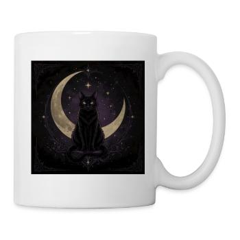 Gothic Black Cat – Crescent Moon - Mug - white - Right