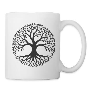 Silhouette de l’arbre de vie en cercle - Mug blanc - blanc - Droite