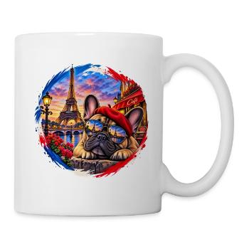 Paris Bulldog im Sonnenuntergang - Tasse - Weiß - Rechts