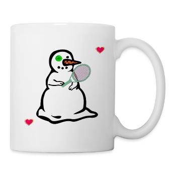 Winter Schneemann, Kinder Tennis - Tasse - Weiß - Rechts