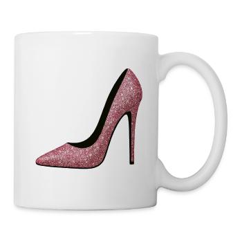 Talons hauts pailletés roses - Motif de mode - Mug blanc - blanc - Droite