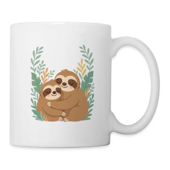 Süße Faultiere Kuscheln im Dschungel Design - Tasse - Weiß - Rechts