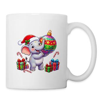 Niedliches Elefanten-Weihnachtsmann-Ornament - Tasse - Weiß - Rechts