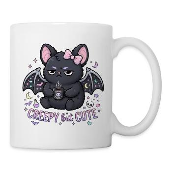 Koffein-Creepy Katze mit Flügeln - Tasse - Weiß - Rechts
