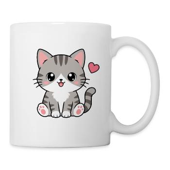 Kawaii Graue Tigerkatze - Tasse - Weiß - Rechts