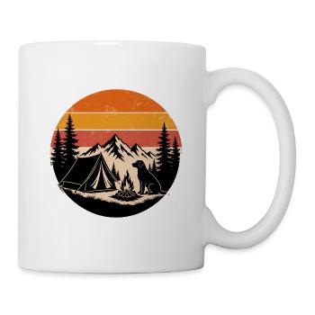 Bergcamping Sonnenuntergang Silhouette - Tasse - Weiß - Rechts