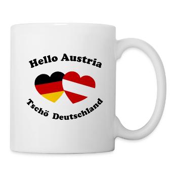 Hallo Österreich Auswandern - Tasse - Weiß - Rechts