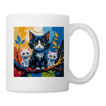 Trio bunter Katzen - Tasse - Weiß - Rechts