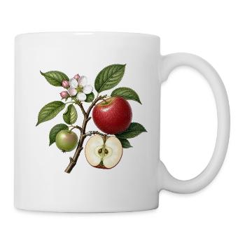 Apfelbaum (Malus domestica) – Botanische Illustration - Tasse - Weiß - Rechts