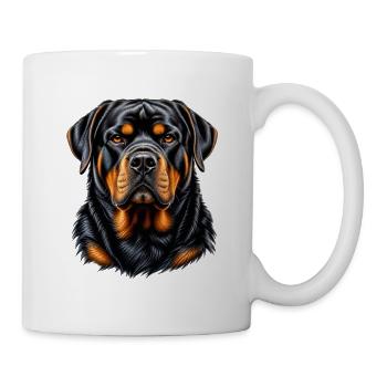 Rottweiler Portrait in Feuerfarben - Tasse - Weiß - Rechts