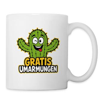 Fröhlicher Kaktus Gratis Umarmungen – Funny Design - Tasse - Weiß - Rechts