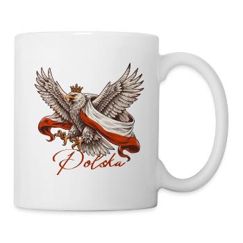 Polska T-Shirt – Polnischer Adler mit Flagge - Tasse - Weiß - Rechts