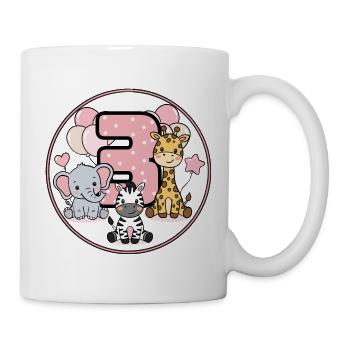 3. Geburtstag: Niedliche Tierfreunde - Tasse - Weiß - Rechts