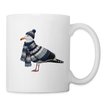 Möwe im Winter Strickoutfit Vogel Weihnachten - Tasse - Weiß - Rechts