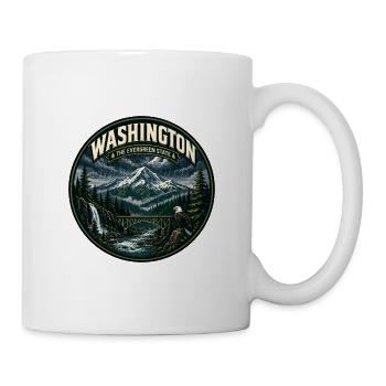 Washington Evergreen State Vintage Eagle Abzeichen - Tasse - Weiß - Rechts