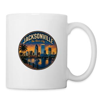 Jacksonville Das River City Vintage-Palmenabzeichen - Tasse - Weiß - Rechts