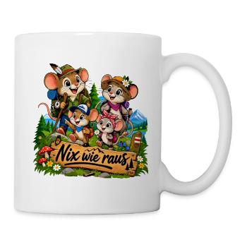 Mäusefamilie Outdoor - Tasse - Weiß - Rechts