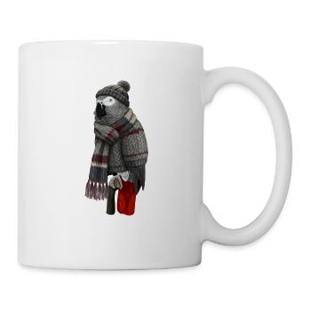 Graupapagei in Strickpullover Winter Weihnachten - Tasse - Weiß - Rechts