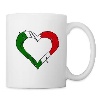 Italienflaggenherz zerkratzt - Tasse - Weiß - Rechts