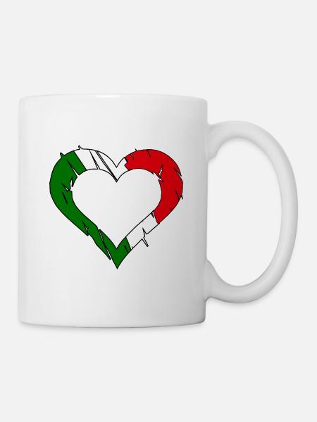 Italienflaggenherz zerkratzt - Tasse - Weiß