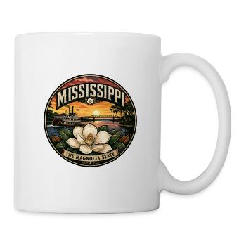 Mississippi Magnolia State Retro Dampfschiff-Abzeichen - Tasse - Weiß - Rechts