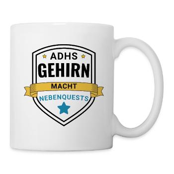 ADHS Gehirn macht Nebenquests - Tasse - Weiß - Rechts