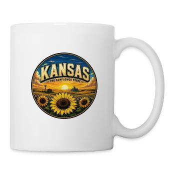 Kansas The Sunflower State Retro Farm Abzeichen - Tasse - Weiß - Rechts