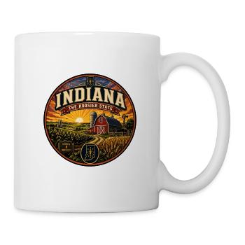 Indiana Das Hoosier State Retro Barn Farm Abzeichen - Tasse - Weiß - Rechts