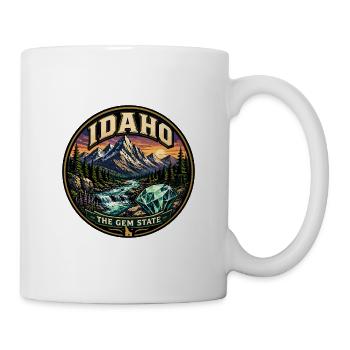 Idaho Das Gem State Retro Mountain Emerald Abzeichen - Tasse - Weiß - Rechts