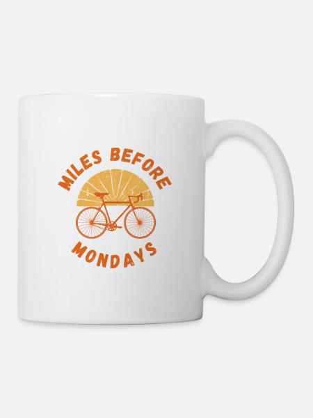 Miles Before Mondays – Vintage Fahrrad Motiv - Tasse - Weiß