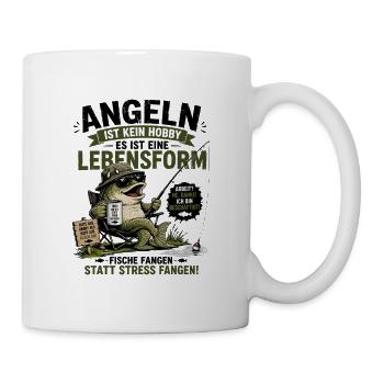 Angeln statt Stress Lebensform - Tasse - Weiß - Rechts