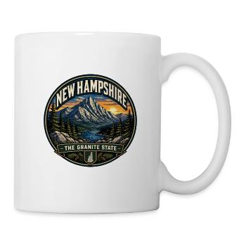 New Hampshire Granite State Retro Mountain Abzeichen - Tasse - Weiß - Rechts