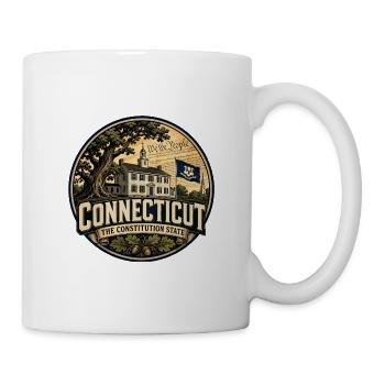 Connecticut Constitution State Retro Oak Abzeichen - Tasse - Weiß - Rechts