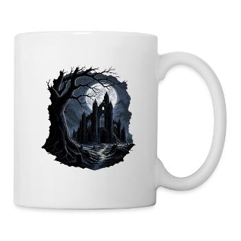 Düstere Kathedrale – Gothic Nacht Szene Design - Tasse - Weiß - Rechts