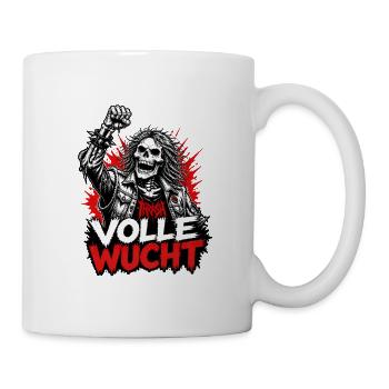 Volle Wucht – Skelett Thrash Metal Maskottchen - Tasse - Weiß - Rechts