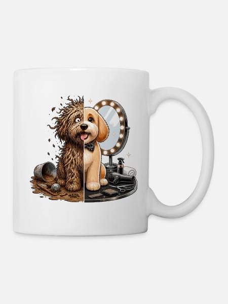 Hunde Doppelbild Schmutz Glanz - Tasse - Weiß