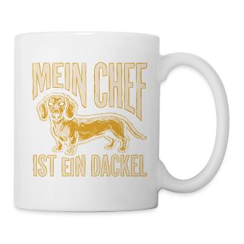 Mein Chef ist ein Dackel - Lustiger Dackel Spruch - Tasse - Weiß - Rechts