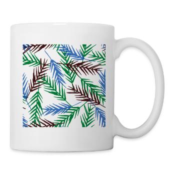 Farbige Blattzweige Muster - Tasse - Weiß - Rechts