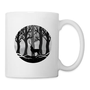 Mondwald Wolf-Silhouette - Tasse - Weiß - Rechts