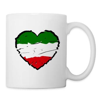 Herzflag Italien Grün Weiß Rot Verzerrt - Tasse - Weiß - Rechts
