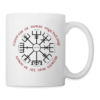 Vegvisir Wikinger Kompass Neun Welten Dunkelrot - Tasse - Weiß - Rechts