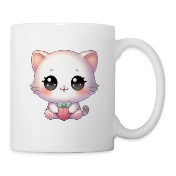 Kawaii Chibi Katze - Tasse - Weiß - Rechts