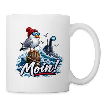 Moin! Küstenmorgen Möwe - Tasse - Weiß - Rechts
