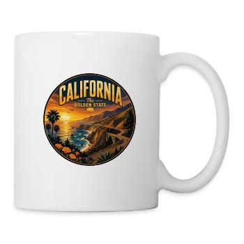California Golden State Retro Big Sur Bridge Abzeichen - Tasse - Weiß - Rechts