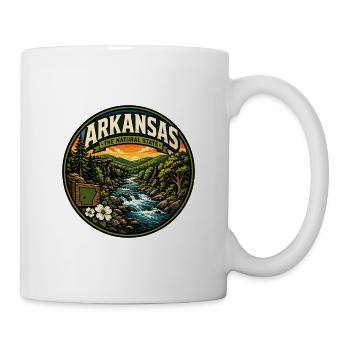 Arkansas The Natural State Retro River Abzeichen - Tasse - Weiß - Rechts