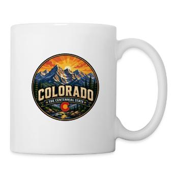Colorado Centennial State Retro Mountain Abzeichen - Tasse - Weiß - Rechts