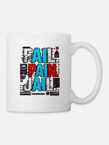 AI Grunge-Glitch-Tee - Tasse - Weiß