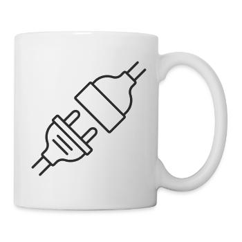Stecker- und Steckdosenleitungs-Symbol - Tasse - Weiß - Rechts