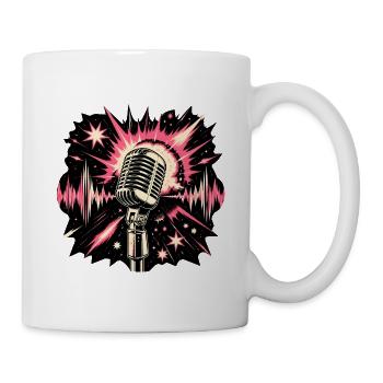Mikrofon & Sterne – Retro Bühnen-Energie Design - Tasse - Weiß - Rechts