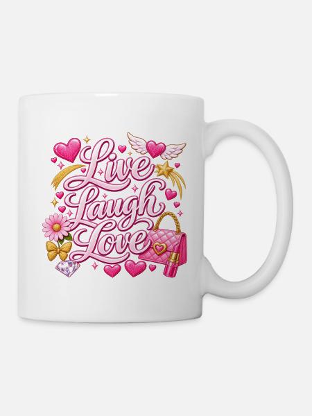 Live Laugh Love Glam Pink - Tasse - Weiß